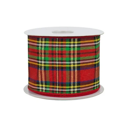 Bright Christmas Tartan Wired Ribbon - 2 1/2" x 10 Yards, Christmas Tree Ribbon, Winter Decor, Birthday, Rustic Wedding Decoration | Walmart (US)