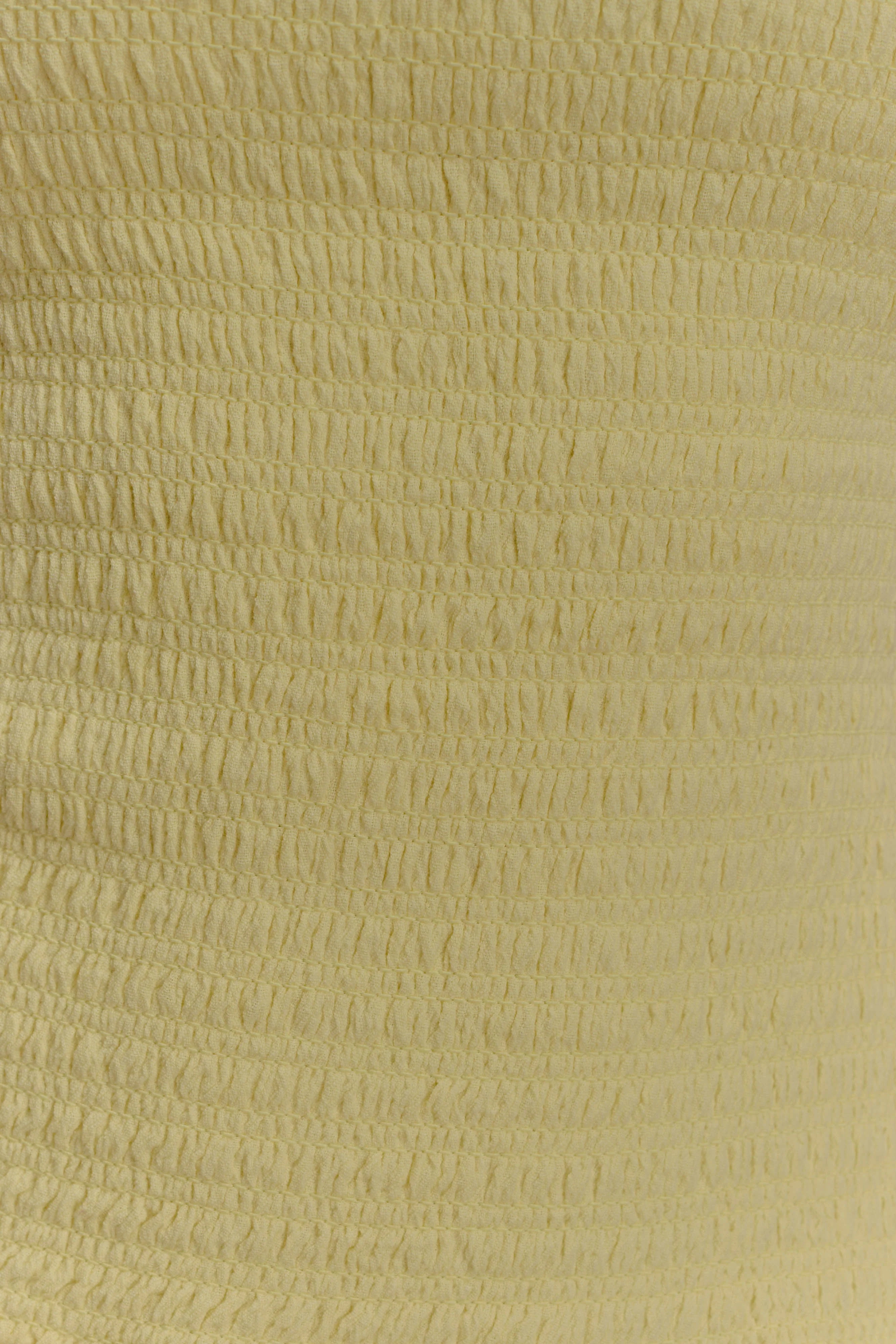 Maureen Cotton Shirring Maxi Dress - Lemon | MESHKI US