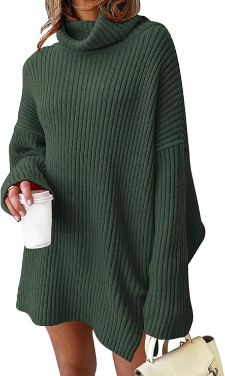LILLUSORY Womens Turtleneck Oversized Long Sweater Dress 2024 Plus Size Tunic Pullover Knit Fall ... | Amazon (US)
