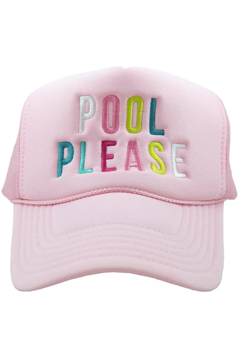BuddyLove X Katydid | Pool Please Embroidered Trucker Hat | White | BuddyLove