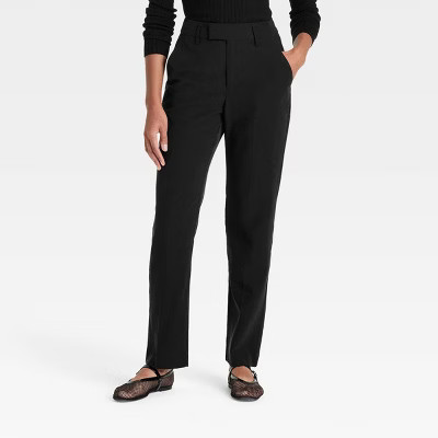 Women's High-Rise Stovepipe Trousers - A New Day™ Black 12 | Target