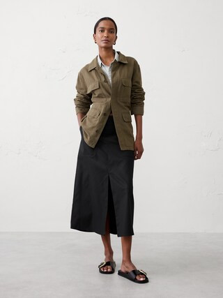 Twill Pencil Midi Skirt | Banana Republic Factory