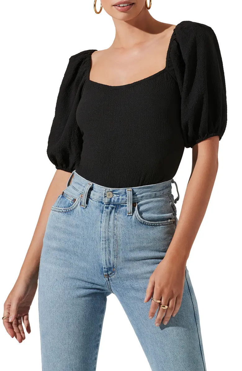 ASTR the Label Puff Sleeve Textured Bodysuit | Nordstrom | Nordstrom