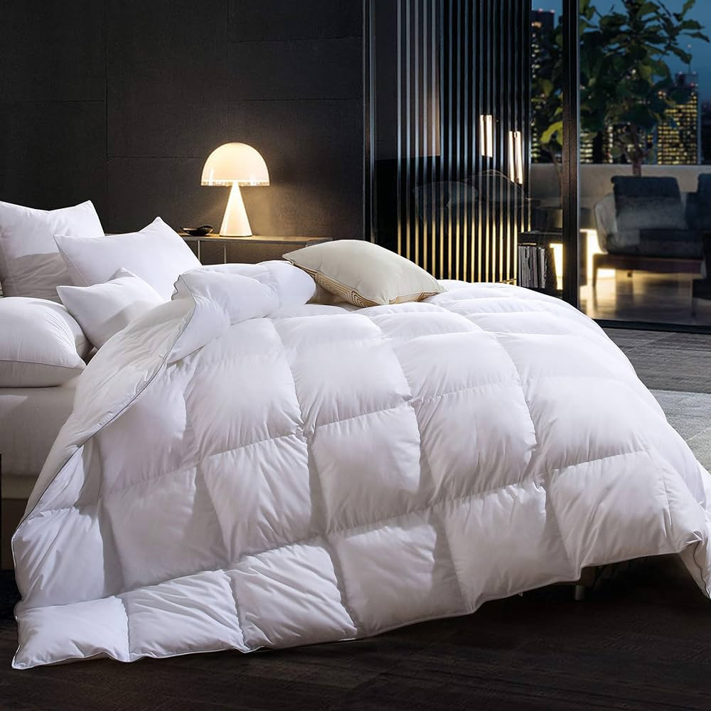 Three Geese Soild White Goose Feathers Down Comforter King Size Duvet Insert,750+ Fill Power,1200... | Amazon (US)