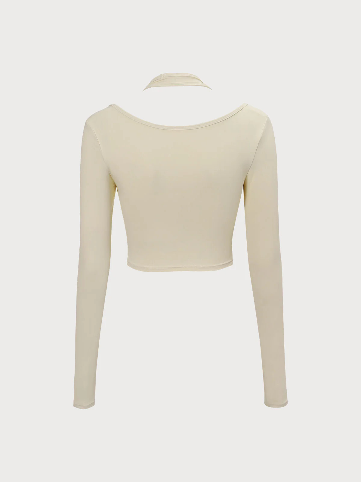 Beige Halter Long Sleeve Top & Reviews - Beige - Sustainable Yoga Tops | BERLOOK | BERLOOK