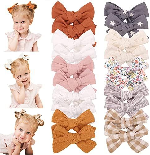 20PCS 3.6 Inches Baby Girls Linen Hair Bows Clips 10 Colors Fully Lined Hair Barrettes Accessorie... | Amazon (US)