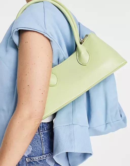 ASOS DESIGN shoulder bag with elongated straps in lime | ASOS (Global)