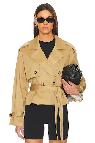 The Cropped Charles Trench Coat in Sand | Revolve Clothing (Global)