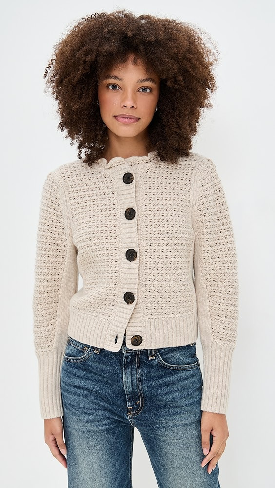 Scalloped Merino Wool Blend Cardigan | Shopbop