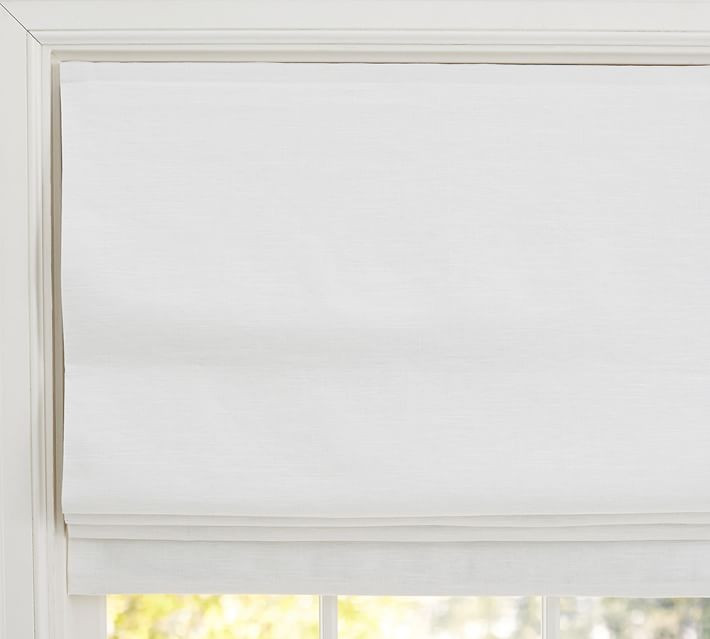 Emery Linen/Cotton Cordless Roman Shade - White | Pottery Barn (US)