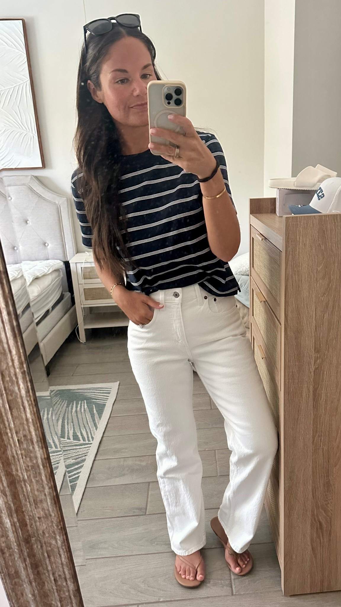 Found a new favorite tshirt! Comes in a few different colors. But I loved this navy stripe. The perfect boxy fit without being overwhelming. I’m in an XS 

#LTKPetite #LTKootd #LTKSaleAlert