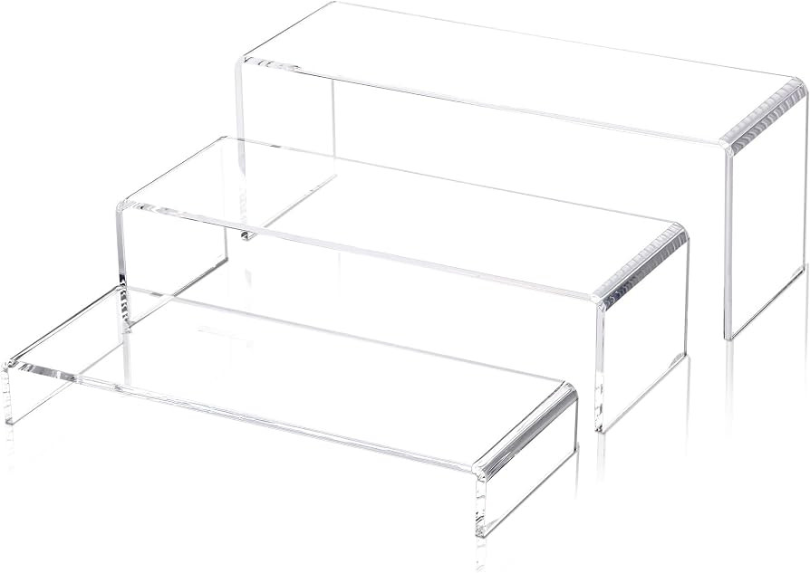 1 Set Large Acrylic Clear Display Risers, 3 Sizes 12" Rectangular Showcase Collectibles Display S... | Amazon (US)