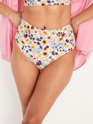 High-Waisted Ruched Bikini Swim Bottoms for Women | Old Navy (US)