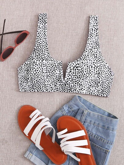 Dalmatian V Wired Bikini Top | SHEIN