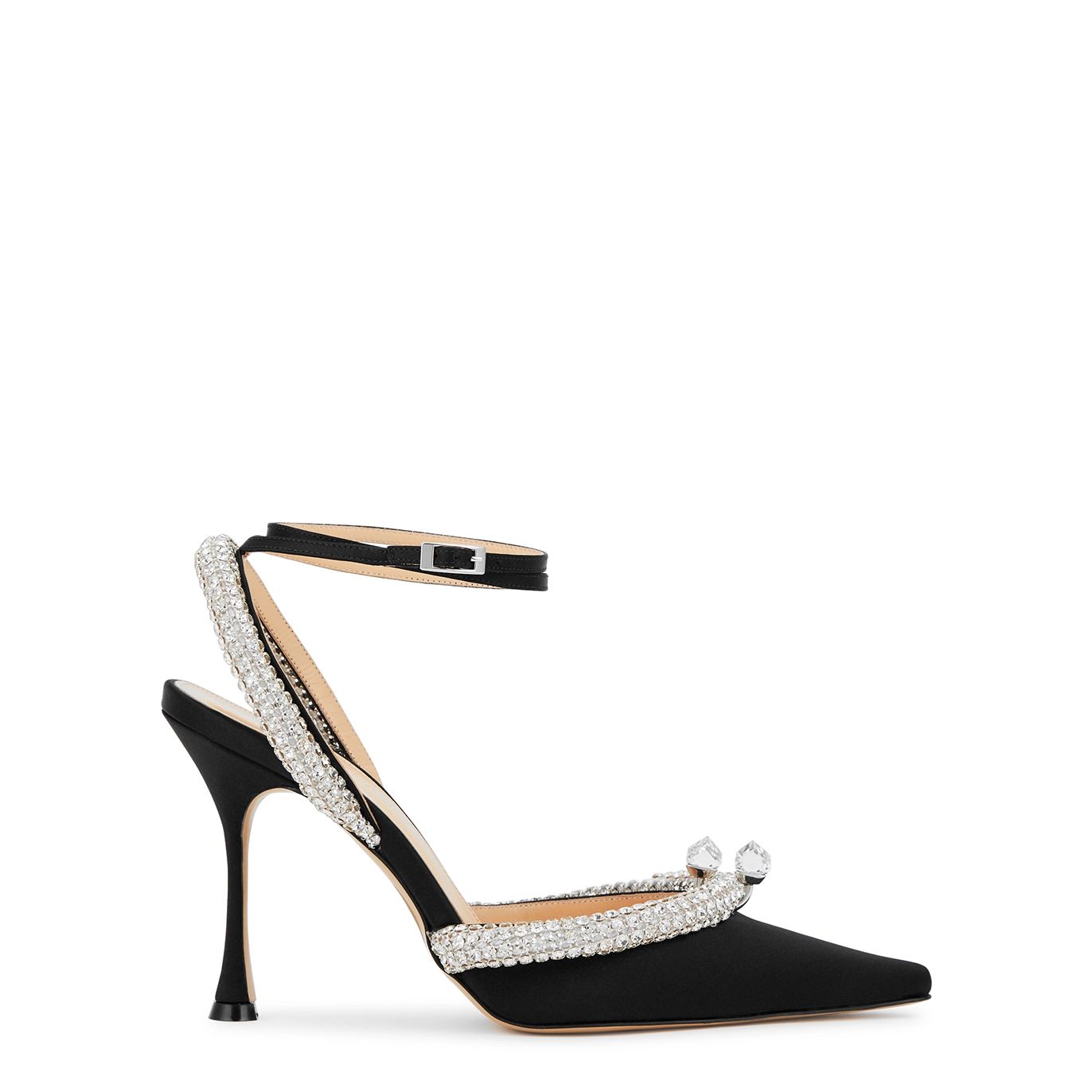 Mach & Mach Georgia 100 Crystal-embellished Satin Pumps - Black | Harvey Nichols (Global)