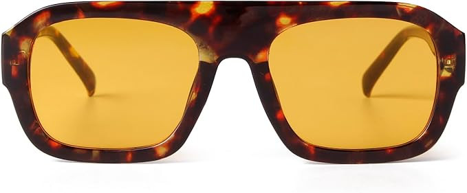 JUDOO Retro 70s Square Aviator Sunglasses for Women Men Tortoise Green Chunky Bridge Sunglasses T... | Amazon (US)