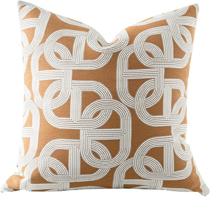 20x20'' Inches Throw Pillow Cushion Cover - Pig Nose Horseshoe Pattern Chenille Jacquard Embroide... | Amazon (US)