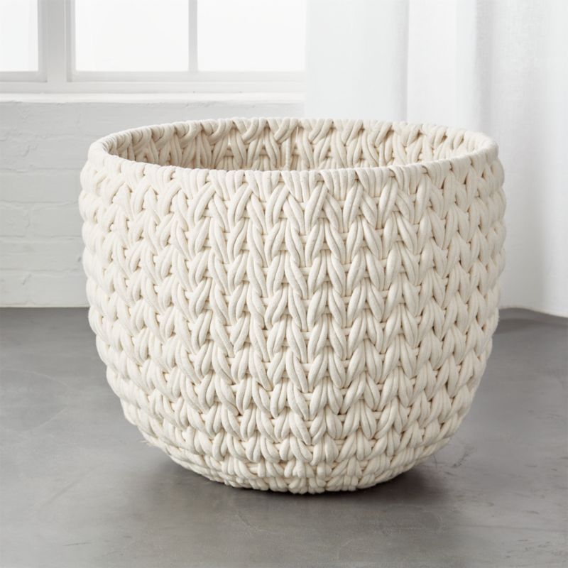 Conway Modern White Decorative Storage Basket XL + Reviews | CB2 | CB2
