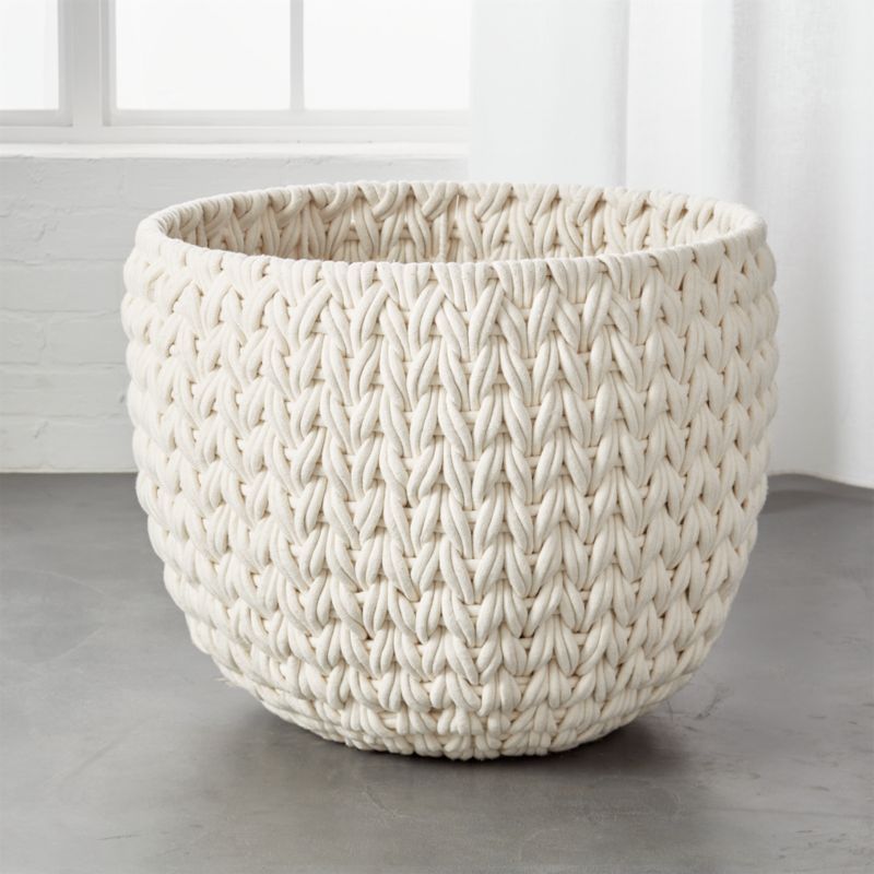 Conway Round White Cottom Storage Basket XL + Reviews | CB2 | CB2