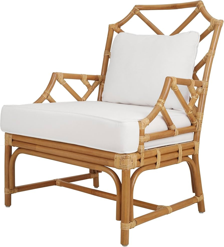 New Pacific Direct Kara 17.5" Rattan and Cotton Accent Arm Chair in Canary Brown | Amazon (US)