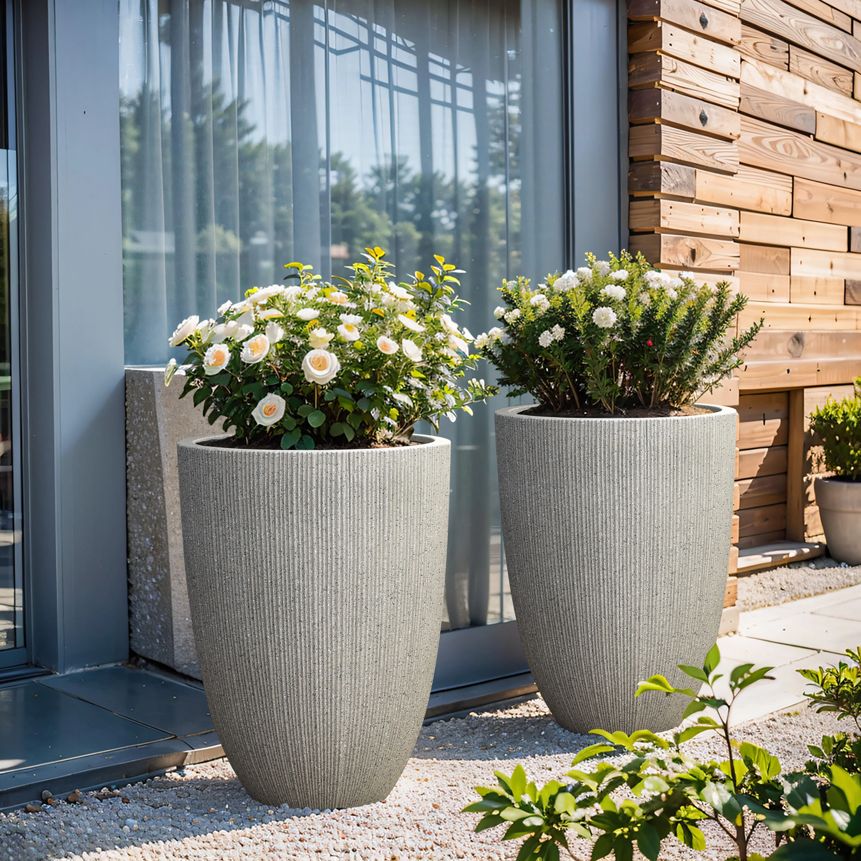 Latitude Run® Mediterranean Tall Tapered Round Plastic Pot Planters Set & Reviews | Wayfair | Wayfair North America