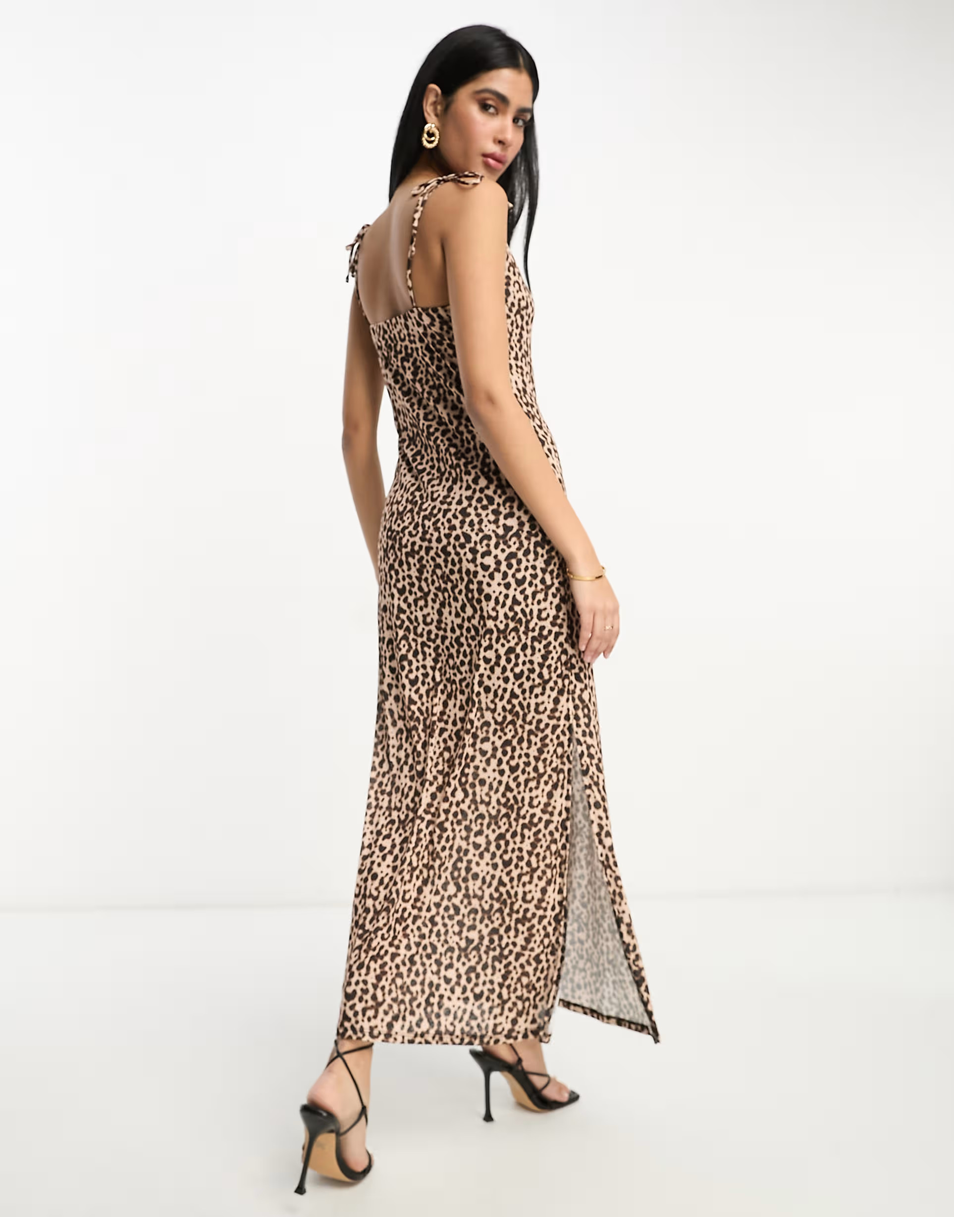 River Island square neck maxi slip dress in leopard print | ASOS (Global)