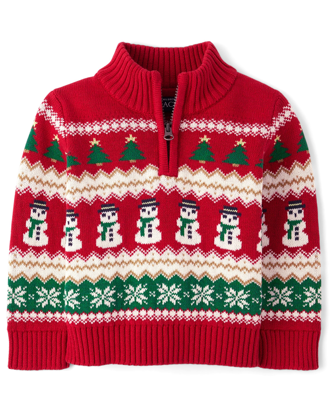 Baby And Toddler Boys Matching Family Christmas Fairisle Half Zip Sweater - red | The Children's Place