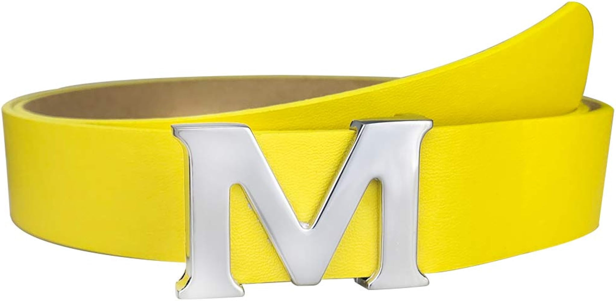 macoking Fashion Leather Belts for Women, M Name Belt with Removable Buckle for Jeans | Amazon (US)