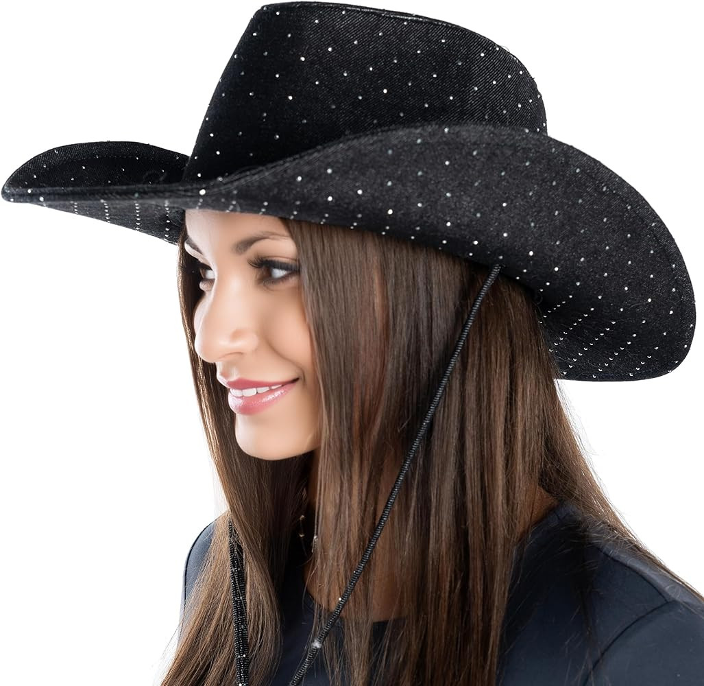 Funky Junque Cowgirl Hats Women Adjustable Cotton Cowboy Hat Western Country Girls Rhinestone Was... | Amazon (US)