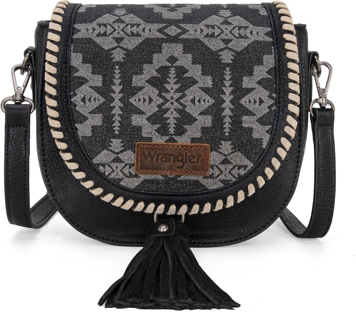 Wrangler Saddle Bag Purses for Women Small Crossbody Satchal Bag Embossed Braid Handbags | Amazon (US)