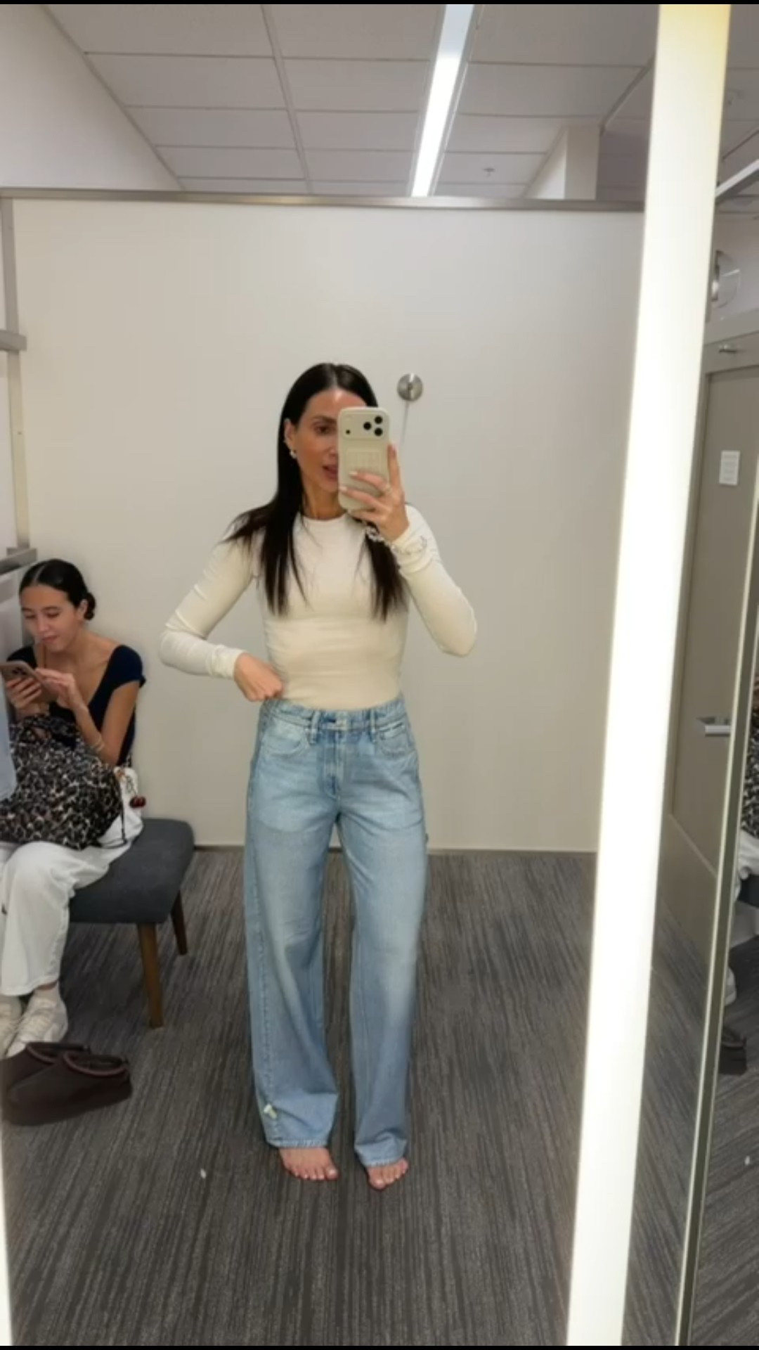 Rag & Bone wide leg sweatpants jeans, casual style, comfy jeans, Viral Mother Jeans, simple outfit, skims tee, annabrstyle.

#LTKFindsUnder100 #LTKOver40