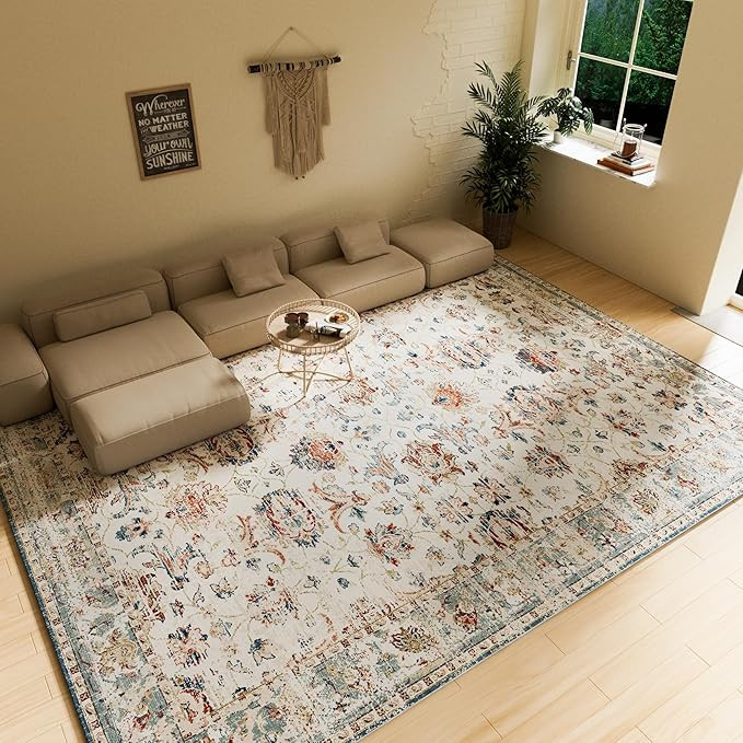 Rug 8x10 Area Rug for Bedroom Washable Rug for Living Room Kitchen Dining Room Rugs Non-slip Home... | Amazon (US)