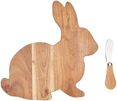 C&F Home Easter Bunny Rabbit Shape Acacia Wood 2-Piece Serving Platter Tray w/Spreader Knife 10" ... | Amazon (US)