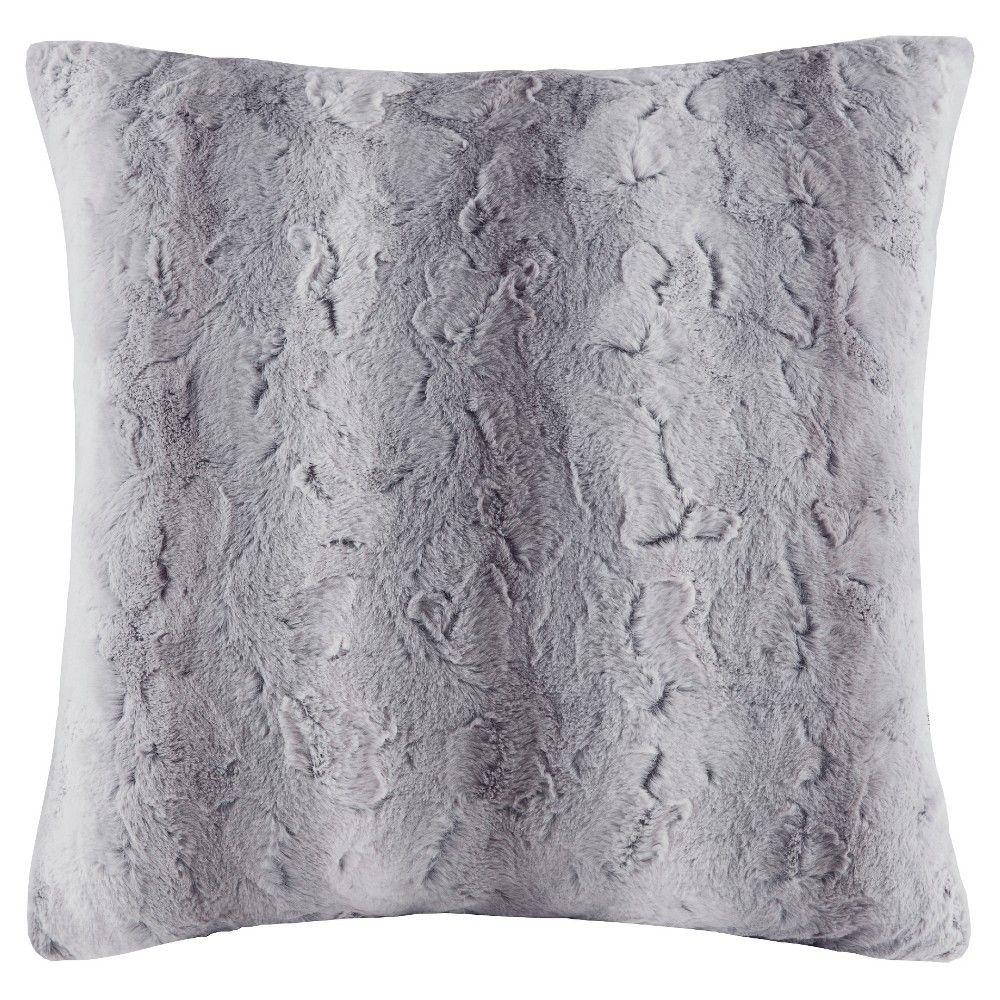 Gray Marselle Faux Fur Throw Pillow (25""x25"") | Target