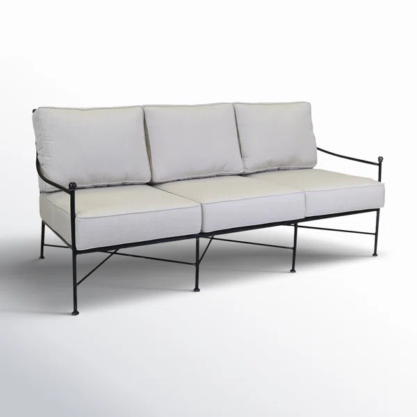 Lucier 76'' Iron Outdoor Patio Sofa with Sunbrella® Cushions | Wayfair North America