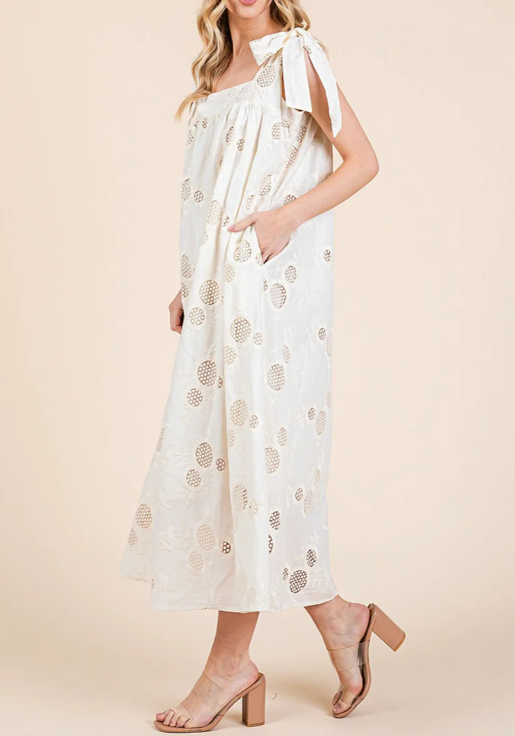 Sunflower Eyelet Lace Midi Sundress | MTT Collective