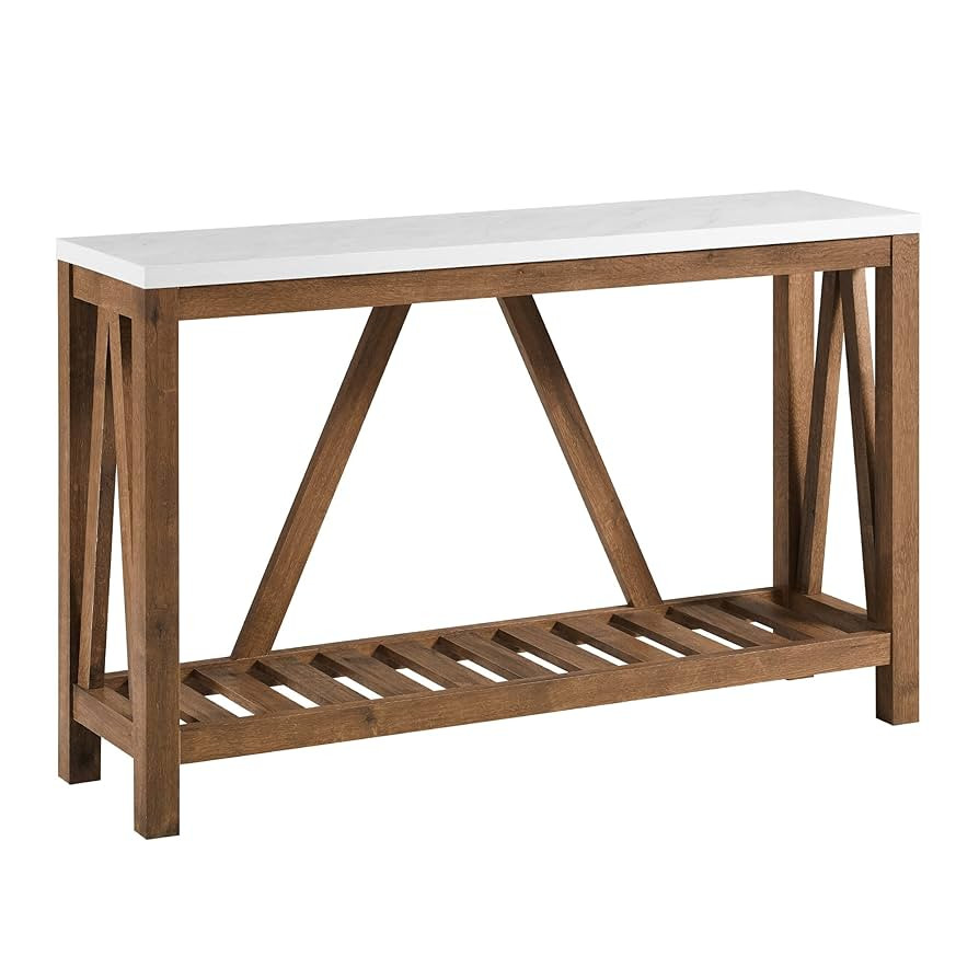 Walker Edison Modern Farmhouse Accent Entryway / Living Room End Table, 52 Inch, Color-Marble and... | Amazon (US)