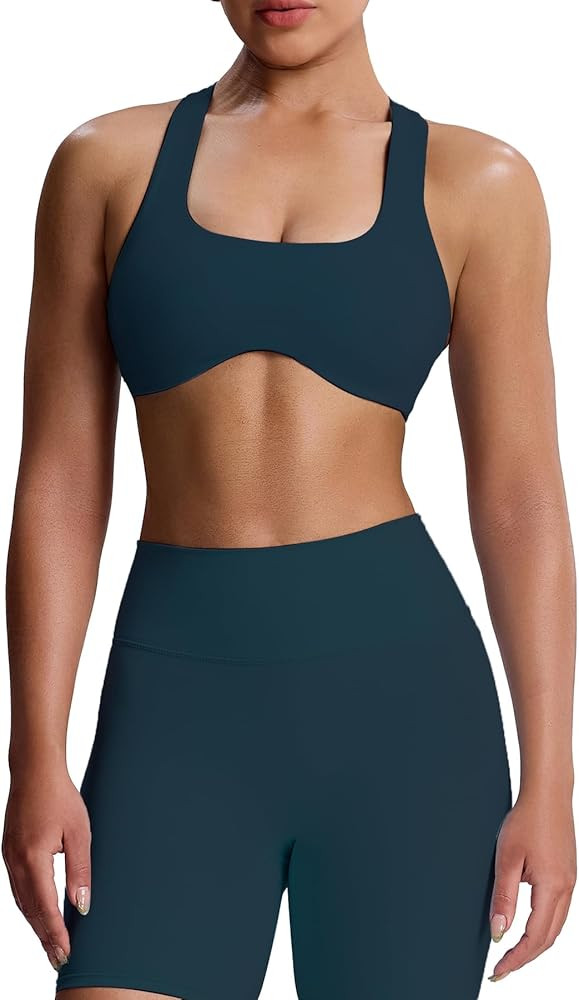 Aoxjox Women's Workout Sports Bras Fitness Define Sculpt Racerback Bra Yoga Crop Tank | Amazon (US)