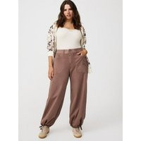 High-Rise Straight Leg Slouchy Balloon Pant in Beige-Tan | Torrid (US & Canada)