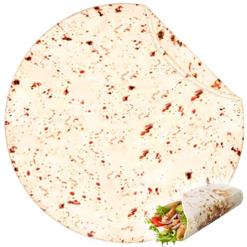 Bnuitland Burritos Tortilla Blanket, Giant Funny Gift Wrap Throw, Realistic Super Soft Taco Food Novelty Sofa Blanket for Adults and Kids/Pets, Beige | Amazon (US)
