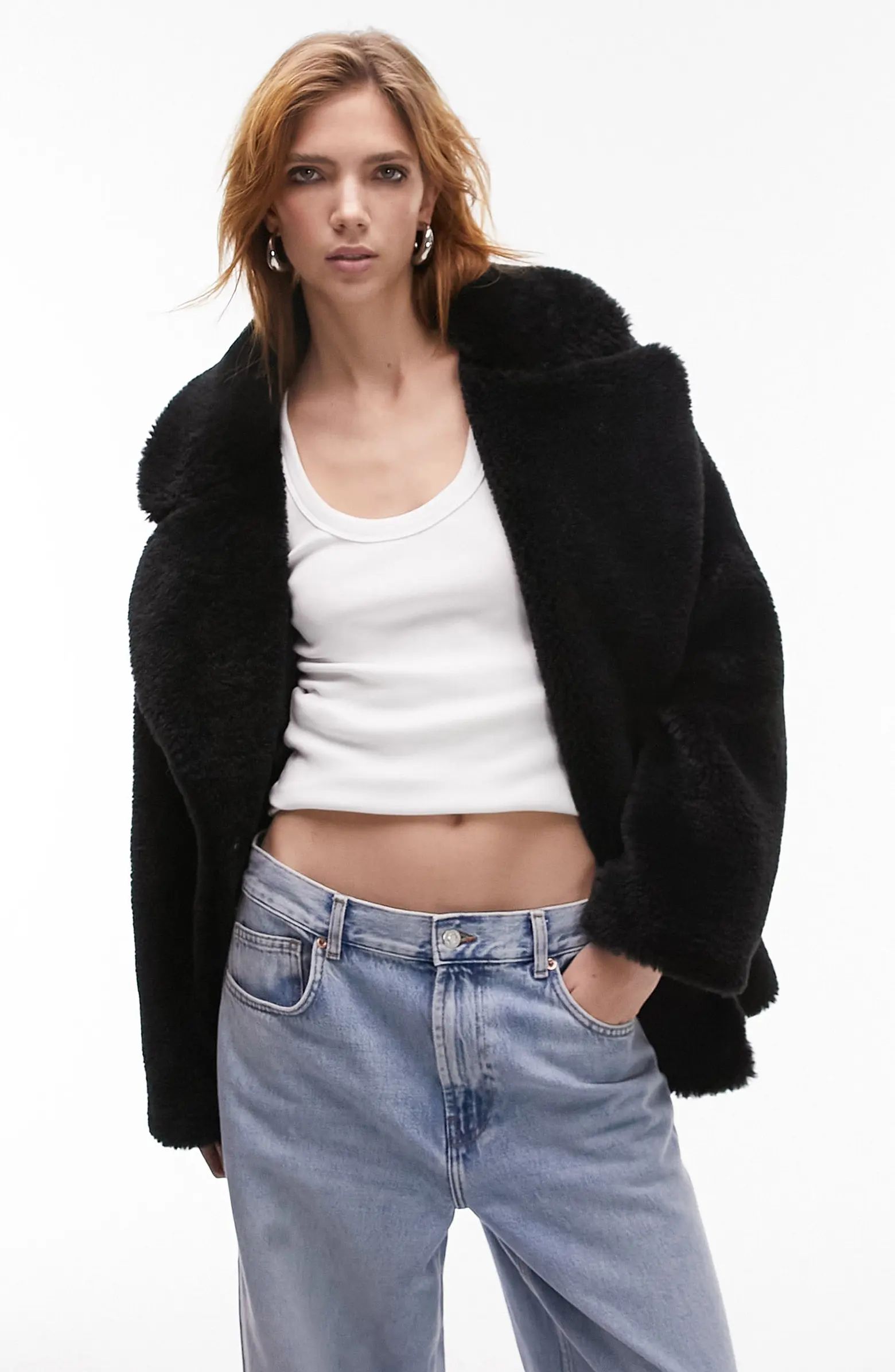 Notch Collar Faux Fur Coat | Nordstrom