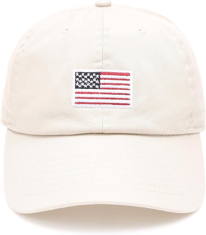 MIRMARU USA American Flag Embroidered 100% Cotton Adjustable Strap Baseball Cap Hat | Amazon (US)