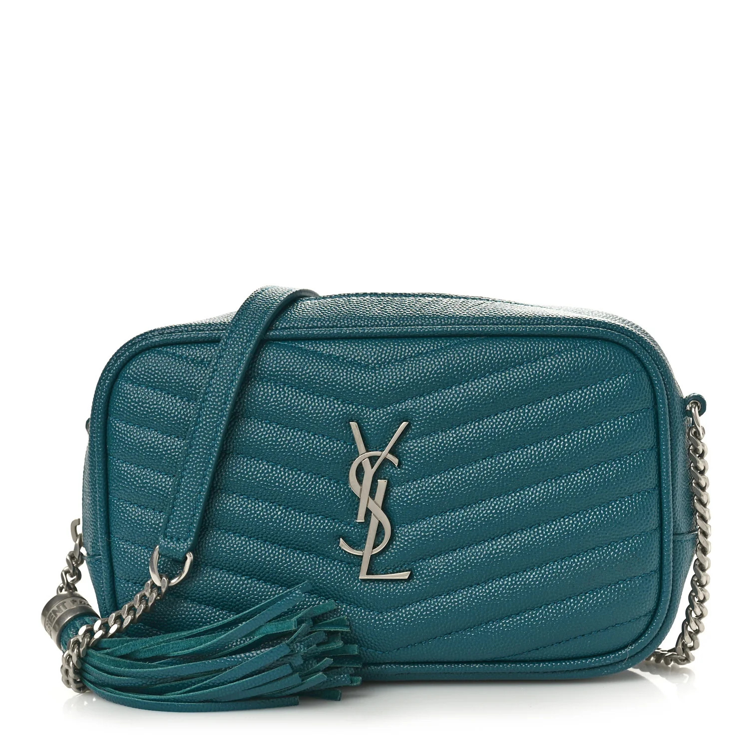 Saint Laurent Grain De Poudre Matelasse Monogram Mini Lou Camera Bag Petrol Green 1542688 | FASHIONPHILE (US)