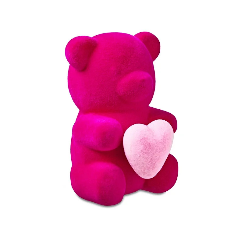 Valentine's Day Small Flocked Hot Pink Bear Decor, 4", by Way To Celebrate | Walmart (US)