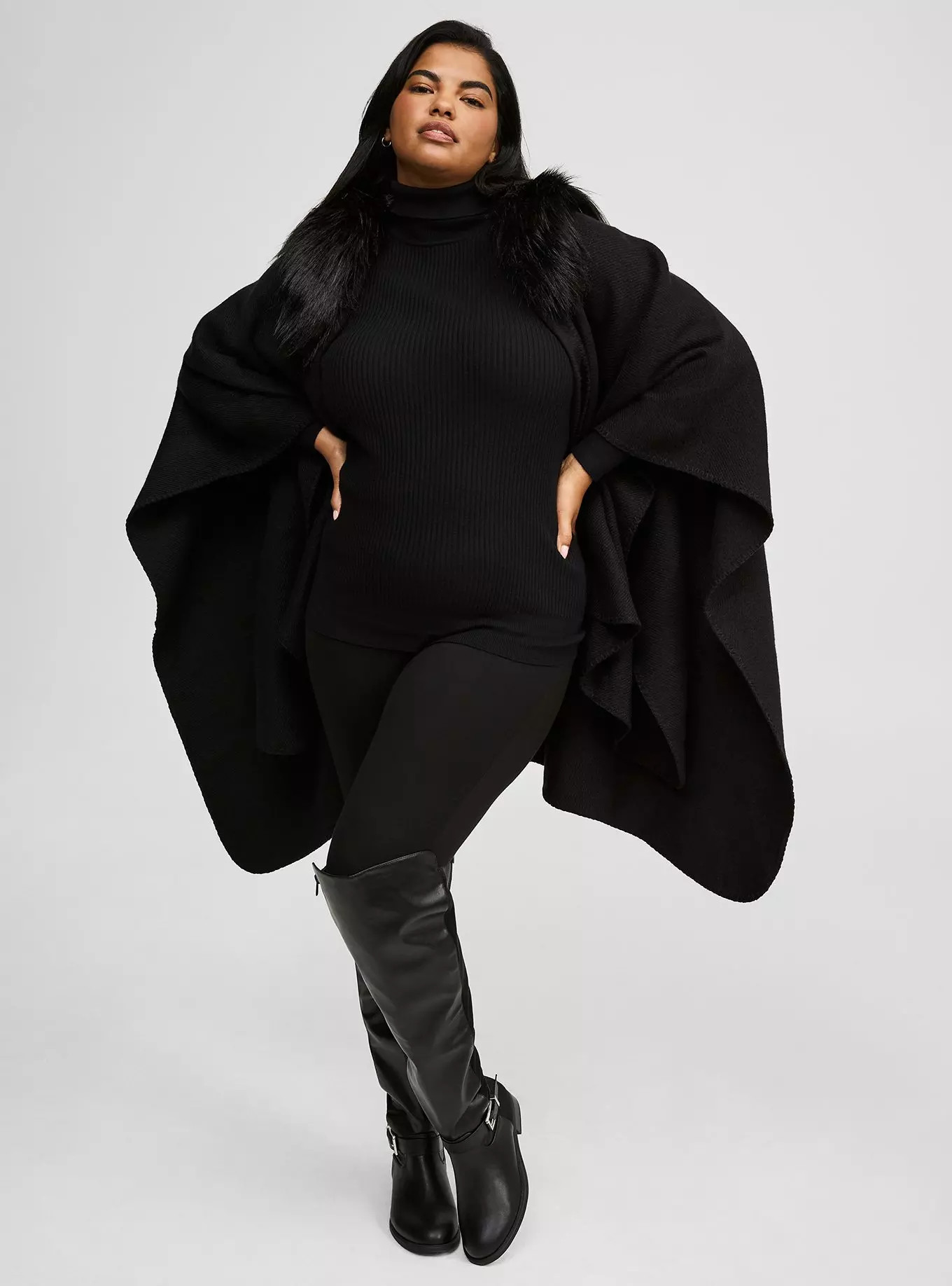 Fur Trim Belted Ruana | Torrid (US & Canada)