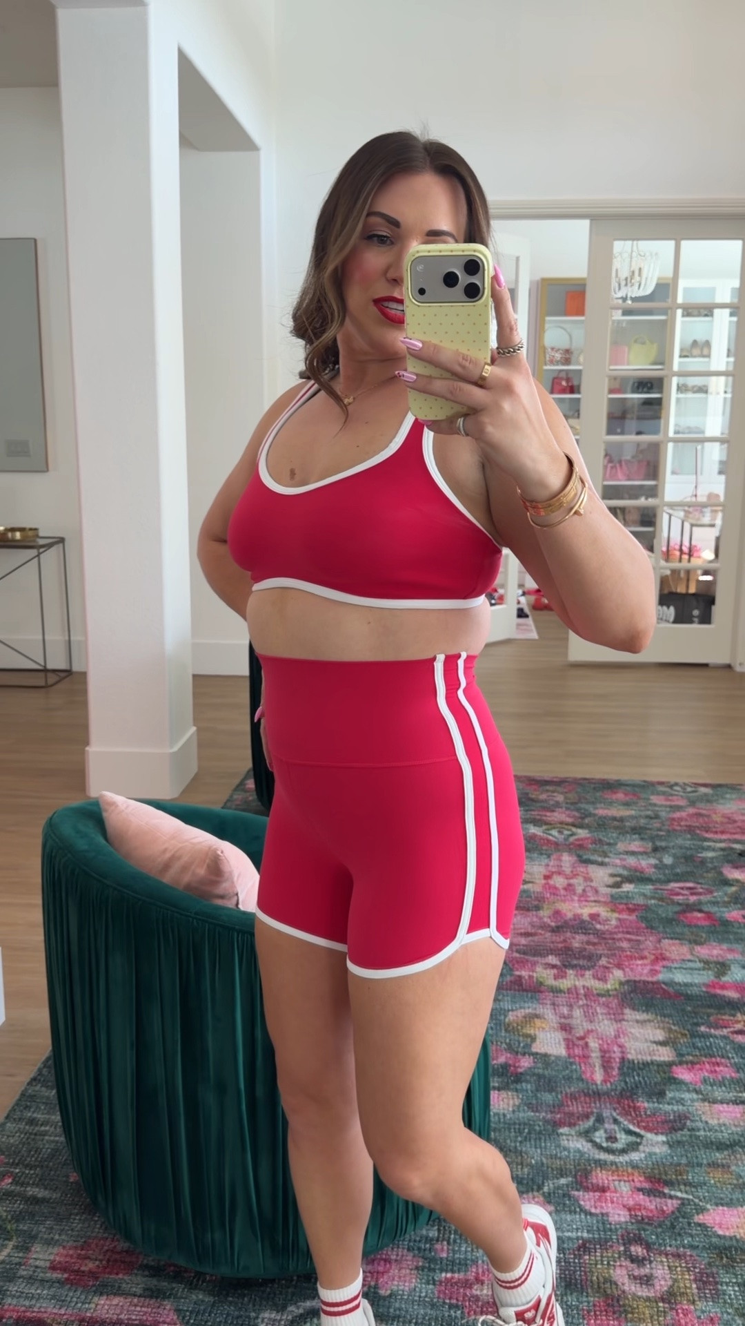 curvy midsize red with white piping workout look! wearing size large in sports bra and size medium in shorts ❤️

#LTKSeasonal #LTKMidsize