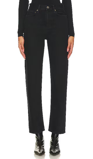 90s Pinch Waist High Rise Straight Jeans in Crushed | Revolve Clothing (Global)