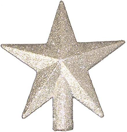 Kurt Adler 4" Petite Treasures Silver Glittered Mini Star Christmas Tree Topper - Unlit | Amazon (US)