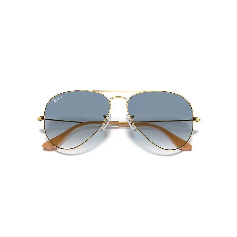 Ray-Ban Aviator Gradient Sunglasses Arista Gold Frame Blue Lenses 62-14 | Ray-Ban (US)