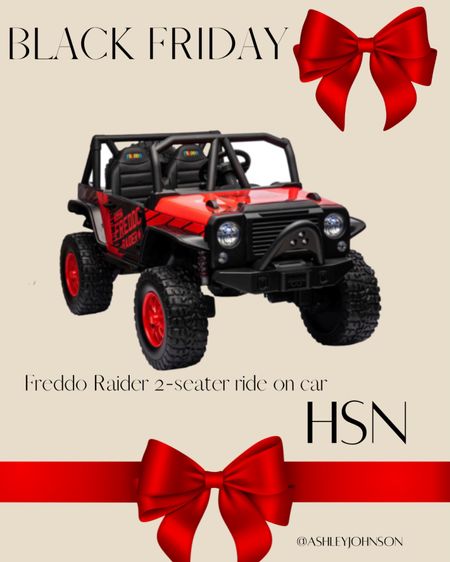Freddo Raider Ride on car on sale! 
Kids ride on car, Kids off road car, Kids jeep car, Kids Christmas gift idea, HSN holiday sale, Black Friday deals, HSN Black Friday sale, 
🚗This would be the perfect BIG Christmas gift or if you only get one big gift for your kids instead of a bunch of little gifts this would be the kind of gift to get.  #blackfridaysales #cybermondaysales #kidsgiftguide #giftuideforkids #holidaygifyguide

#LTKGiftGuide #LTKCyberWeek #LTKsalealert